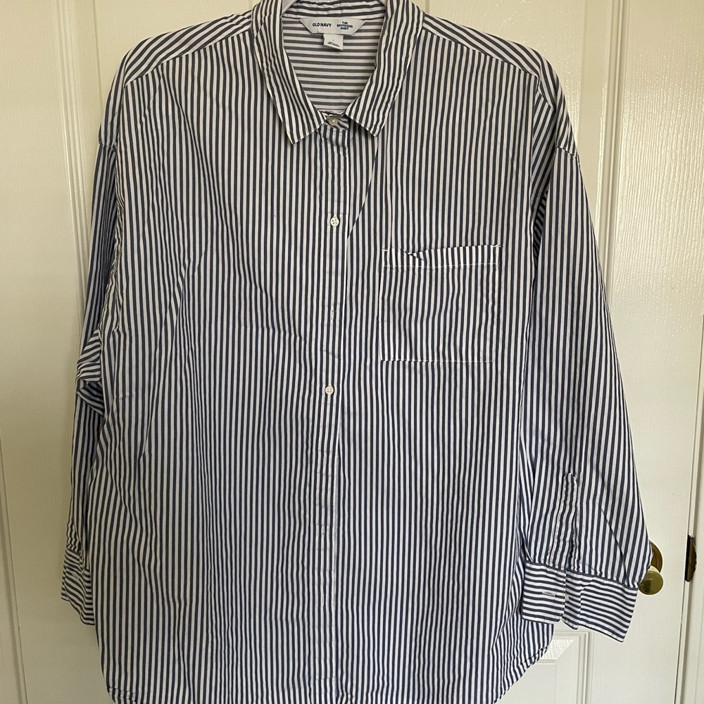 Women’s Boyfriend Blue Striped Shirt